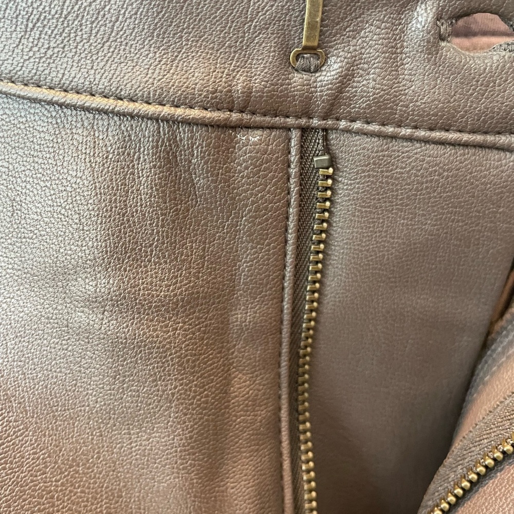 Splendid Brown Faux Leather Cropped Pants - Picture 3 of 6
